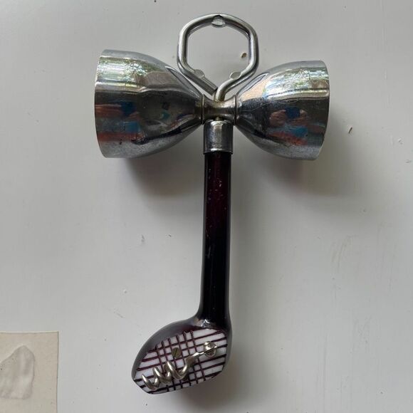 Jigger Bottle Opener Corkscrew Cocktail Serving Utensil - Picture 1 of 4